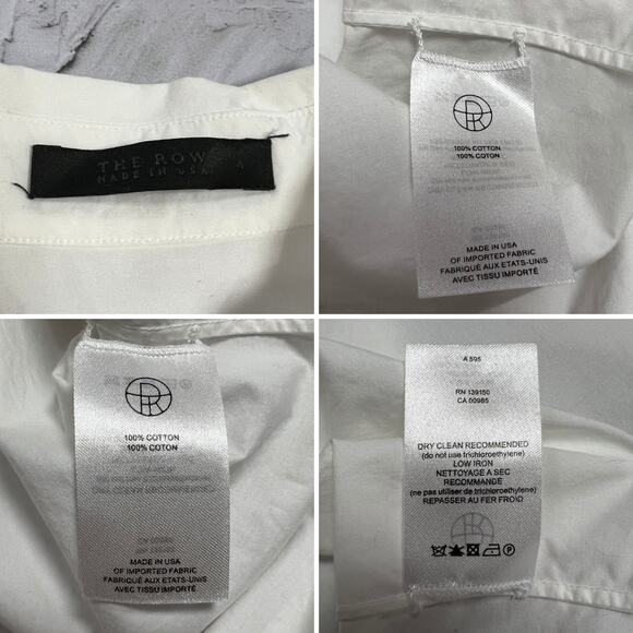 The Row White Puff Sleeved Button Up Shirt SIZE 4 White Cotton Relaxed Fit USA - Picture 3 of 16